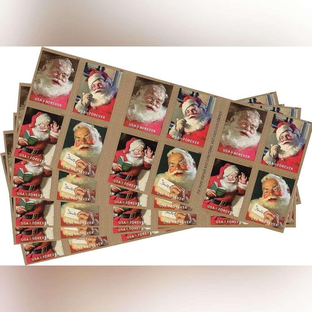 100 Sparkling Holidays 2018 Forever Postage‎ Stamps USPS Christmas Cards Santa